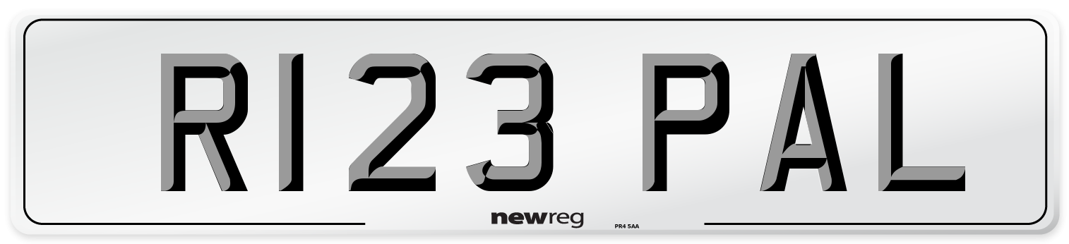 R123 PAL Number Plate from New Reg